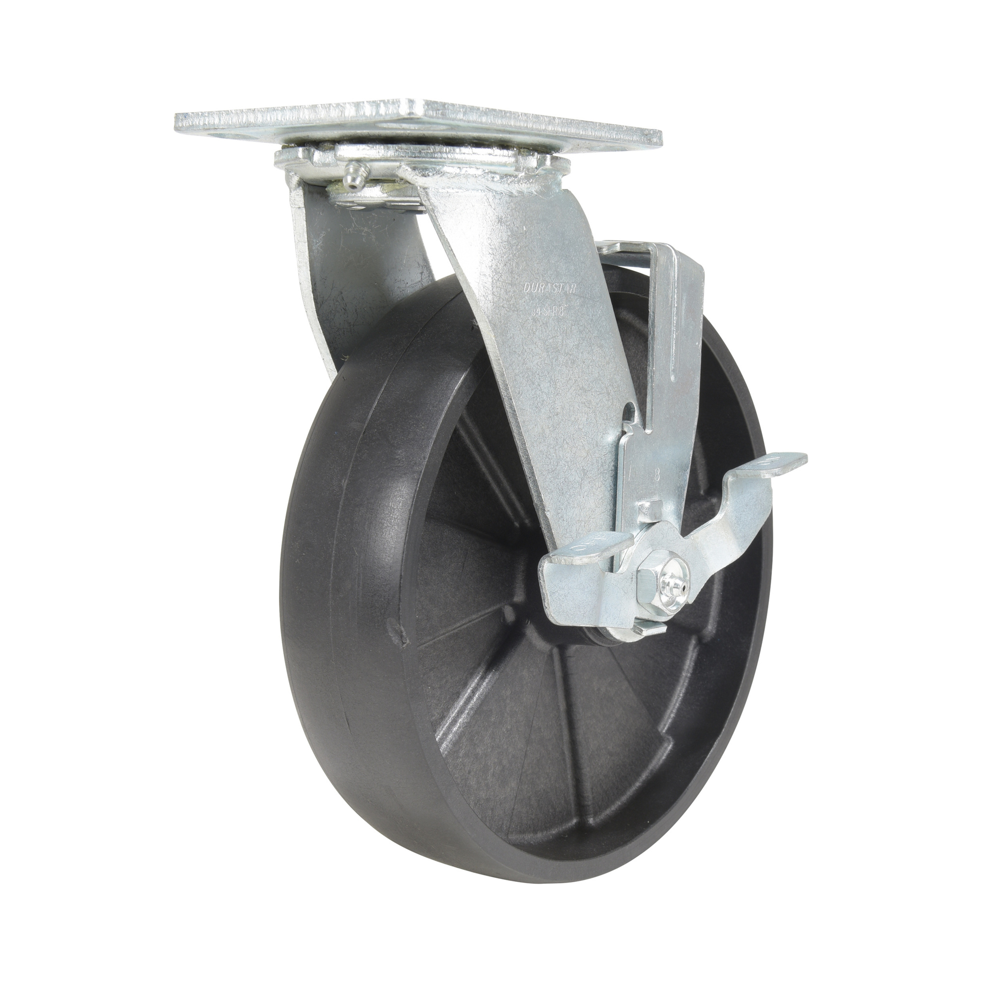 Vestil Nylon Swivel Caster with Brake - 8in. Diameter, 1250-Lb. Capacity, Glass Filled Nylon, Model# CST-VE-8X2GFN-SWB